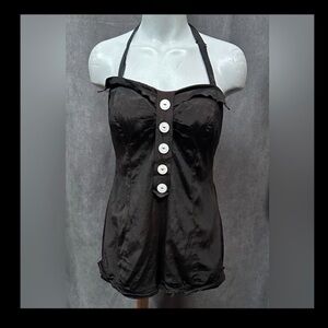 Vintage Pin Up Bathing Suit Swim Suit Black Par Form Bombshell Sz 34 Women’s